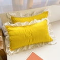 thumbnail image 2 of White Bed Set, Set of 2 Standard Striped Ruffled Pillow Shams for Children Cute Comfort, 2 of 9