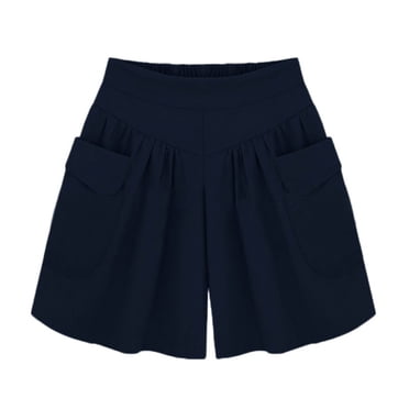 Fankiway Women Plus Size Solid Loose Hot Pants Pockets Lady Summer Casual Shorts Kh/3Xl