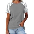 thumbnail image 1 of FAIWAD Hauts Grande Taille pour Femmes Blouse d'Été à Imprimé Rayé Manches Courtes Col Rond T-Shirts Tuniques Décontractées Tee, 1 of 3