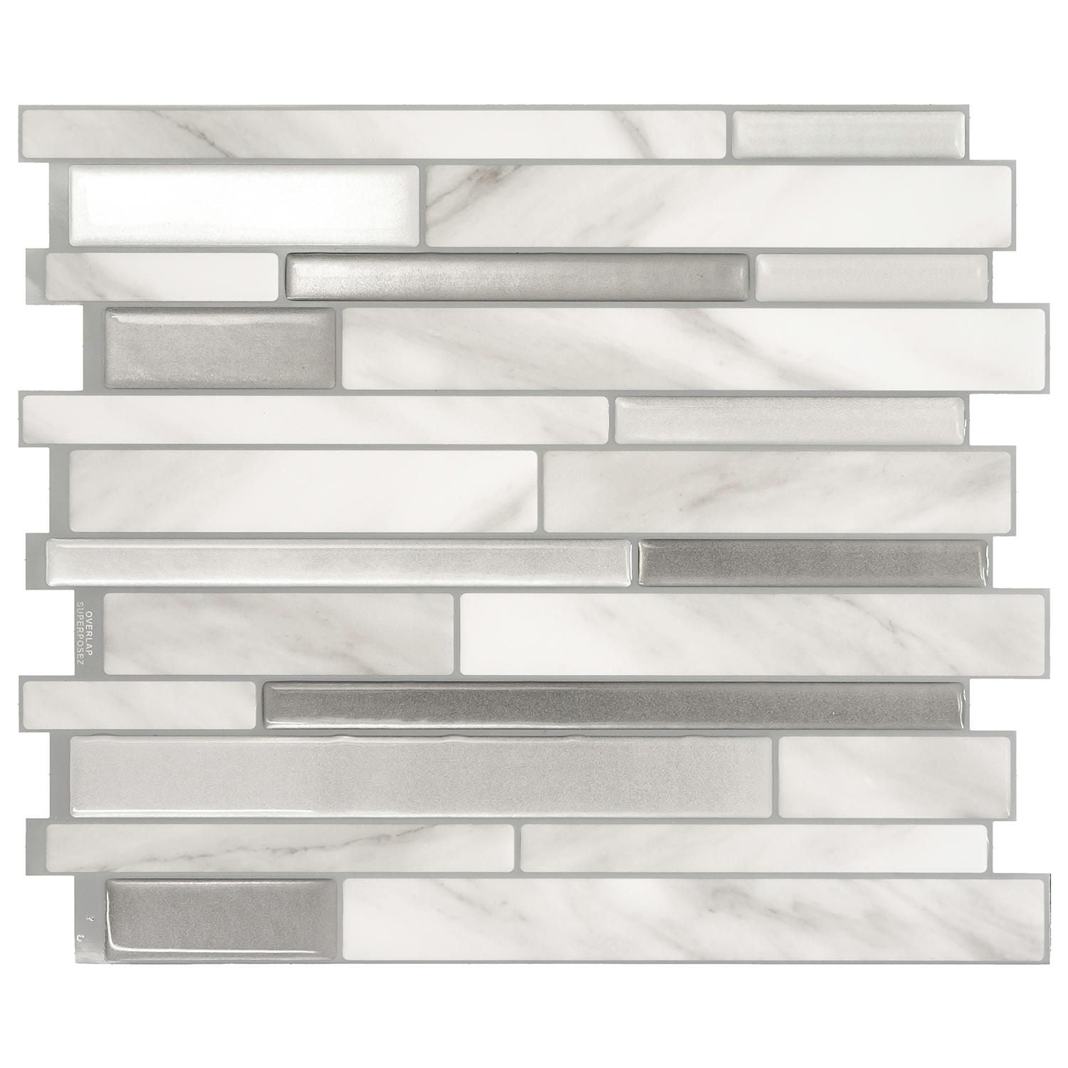 SMART TILES PEEL & STICK BACKSPLASH - MILANO CARRERA - 4 Pieces 11.55 x 9.64