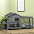thumbnail image 2 of PawHut Wooden Rabbit Hutch with Openable Roof, Storage Box, Dark Grey, 2 of 10
