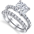 thumbnail image 2 of Womens 2.5Ct Wedding Engagement Ring Band Set Fabulous Cushion CZ Sterling Silver 925, 2 of 6