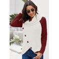 thumbnail image 2 of Chandails Femme Chauds Chandails Asymétriques Tricotés Col Roulé Uni Cache-Cœur Tricoté Manches Longues Chemises Hauts Décontracté TG, 2 of 5
