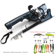 Rod And Reel Combo, Collapsible Folding Pole, Pocket Telescopic Fishing Rod, 9.05in-51.6in Adjustable Lightweight Carbon Fiber Rod And 3.6:1 Ratio Reel For Fishing