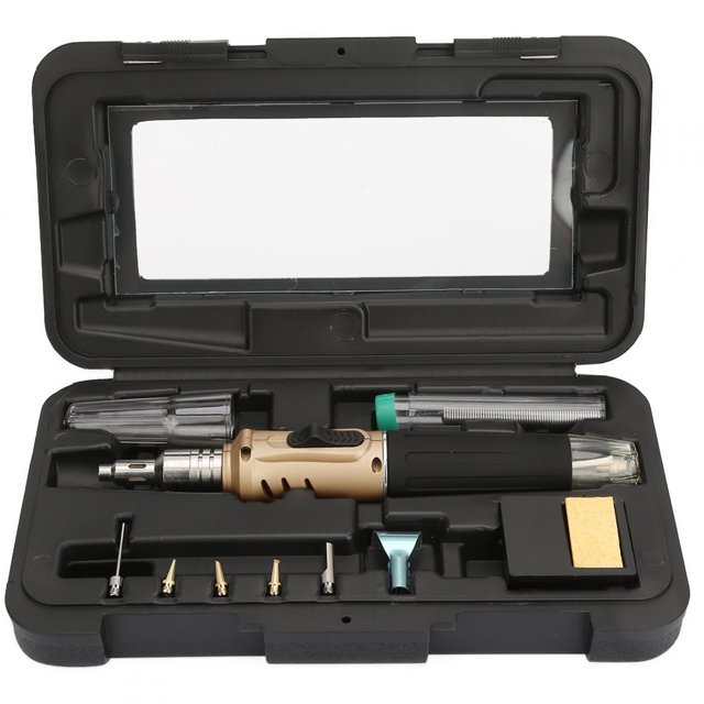 10PCS HS-1115K Multifunction Butane Gas Soldering Iron Cordless Solder Welding Torch Kit(Gold)