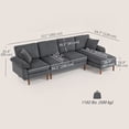 thumbnail image 3 of HOMCOM Changeable Sectional Sofa with Changeable Chaise Lounge, Dark Grey, 3 of 10