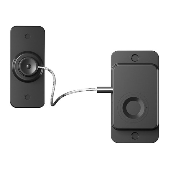 Intelligent Fingerprint Lock For Drawers, Cabinets, Refrigerators & for Windows - Keyless USB Rechargeable Security Device With Adjustable Steel Wire Cable For Home Office Storage(Black)