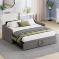 thumbnail image 1 of Cadre de lit Noble House Queen Size, en velours moderne, beige, 1 of 7