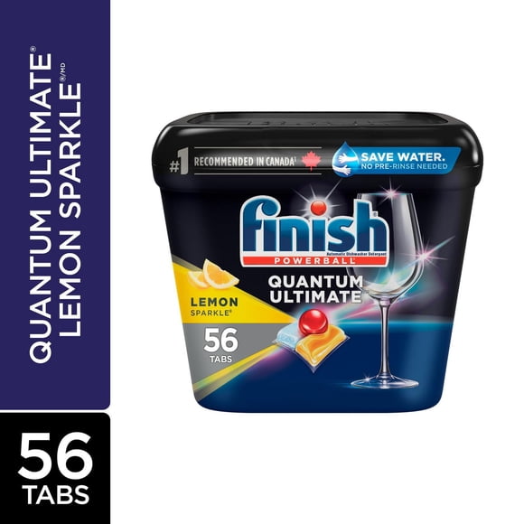 Détergent Pour Lave-Vaisselle Finish, Quantum Ultimate, Citron, 56 Comprimés