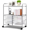 thumbnail image 1 of Patiojoy 4-Drawer Rolling Storage Cart Metal Rack Organizer Shelf with Wheels Clear, 1 of 5