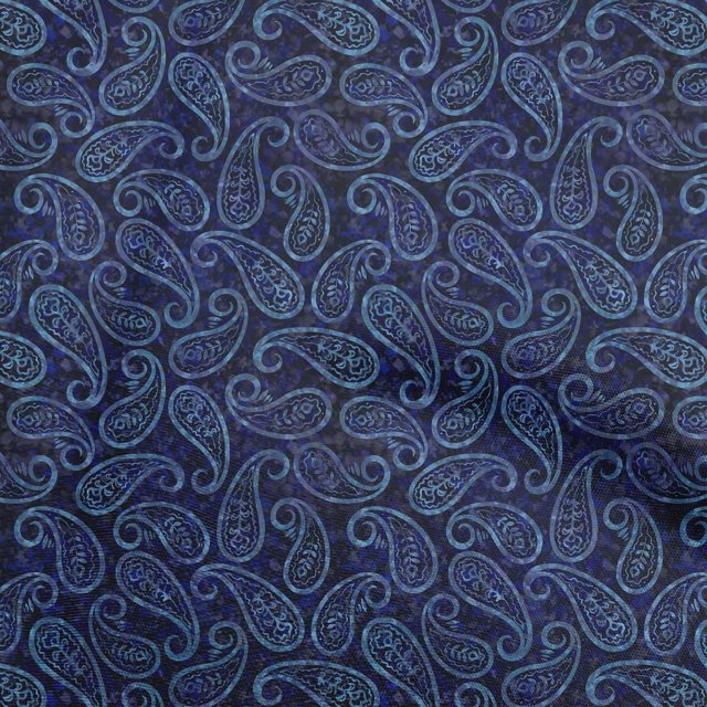 oneOone Cotton Jersey Blue Fabric Paisleys Sewing Craft Projects Fabric Prints By Yard 58 Inch Wide