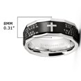 thumbnail image 3 of Men's Lords Prayer Stainless Steel Ring Christian Cross Bible Two-Tone, 3 of 5