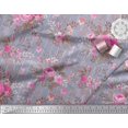 thumbnail image 3 of Soimoi Tissu en Voile de Coton à Rayures, Feuilles et Roses Imprimé Floral au Mètre 42 Pouces de Large, 3 of 3
