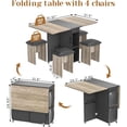 thumbnail image 4 of AWQM Folding Dining Table Set for 4, Dinner Table with 4 Leather Chairs and Shelves, Space Saving Foldable Dining Table with 6 Wheels, Kitchen Table Set for Small Spaces (Grey), 4 of 7