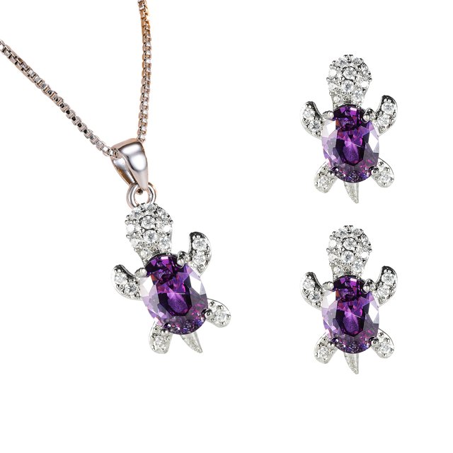 PVCS Mode Boucles d'Oreilles Tortue pour Femmes Ensemble de Collier Ornements Série d'Animaux Bijoux