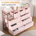 thumbnail image 4 of Garvee Commode en Tissu à 9 Tiroirs avec Station de Recharge, Tour de Rangement pour Chambre, Garde-Robe et Salon, Rose, 4 of 10
