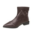 thumbnail image 2 of Styesk Boots for Women Women's Fashion Casual Spring Short Boots Solid Color Splicing Pointed Back Zipper Thick Heel Low Heel Ankle Boots Work Boots for Women, 2 of 9