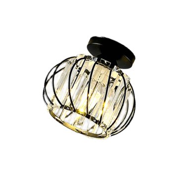 tredstone Modern Crystal Ceiling Light Lamp LED Semi Flush Mount Pendant Light Fixture Black