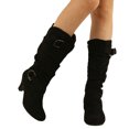 thumbnail image 2 of Kcodviy Bottes Mi-Hautes pour Femmes de Commerce Extérieur d'Automne et d'Hiver Nouvelles Mi-Hautes pour Femmes à Talon Moyen à Enfiler Mi-Hautes pour Femmes, 2 of 5