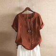 thumbnail image 2 of WEIYLL Womens T Shirts Plus Size Linen Loose Tunic Breathable Boho Solid Brown Blouse Sizes S, 2 of 3