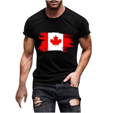 Amzcrzy Mens T-Shirts M-3XL Fashion Maple Leaf Print Canada Day Tee Casual Short Sleeve Round Neck T-Shirts for Men Summer Comfortable Mens Cotton T Shirts
