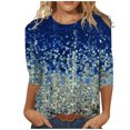 thumbnail image 1 of TIMIFIS Hauts pour Femmes Manches 3/4 Décontractés Coupe Ample Tuniques Col Rond T-shirt Automne P, 1 of 4