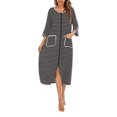 thumbnail image 2 of Faithtur Robe de Nuit d'Été pour Femme Grande Taille à Rayures Col Rond Fermeture Éclair Jupe de Sommeil, 2 of 7