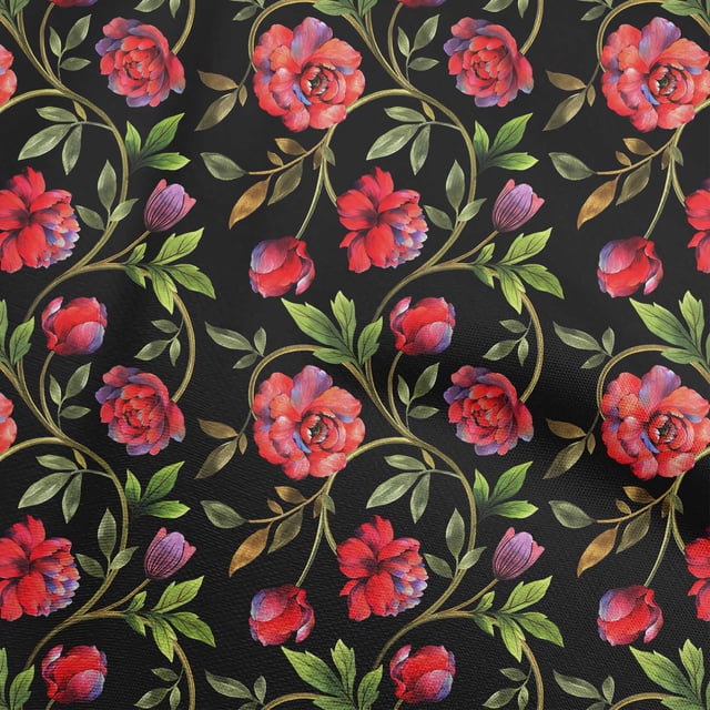 oneOone Velvet Olive Green Fabric Floral Sewing Craft Projects Fabric Prints By Yard 58 Inch Wide