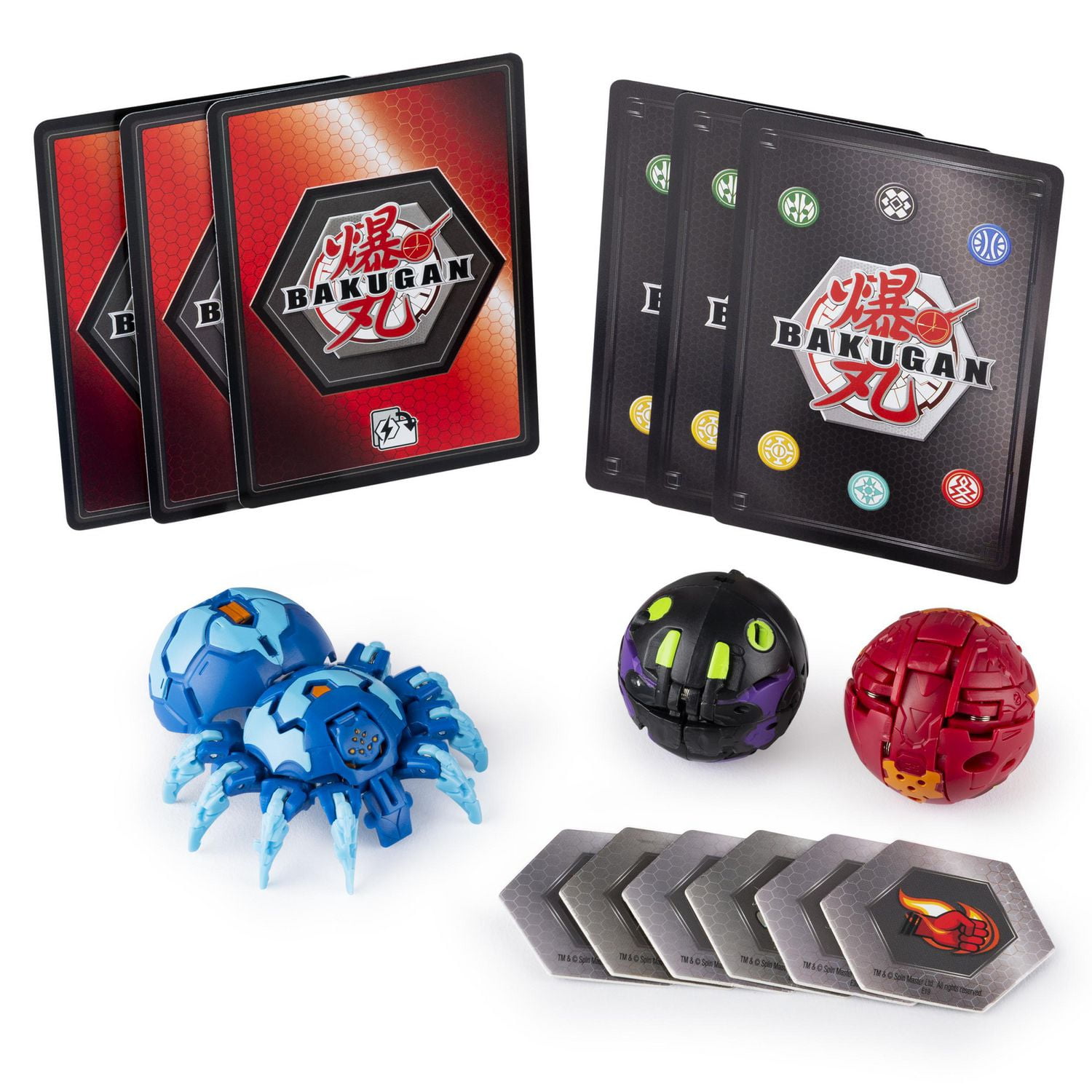 Bakugan, Starter Pack 3 personnages, Aquos Webam, Créatures transformables à collectionner, à partir de 6 ans
