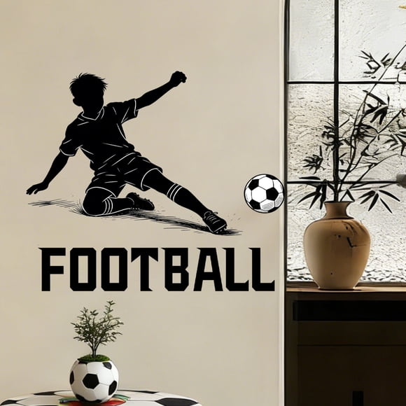 Football Player Wall Decal | Sport Athlete Mural Sticker | Home Bedroom Living Room Decor | Removable Vinyl Art for Indoor Wall Background