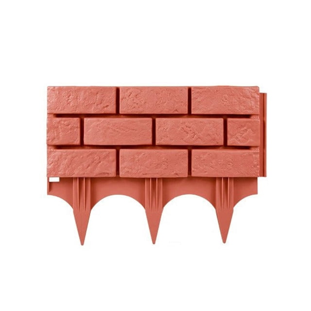 Plastic Garden Retaining Fence Brick Look Edging Border Outdoor Landscape Edging Fence Decorative Picket Panel for Flower Beds Paths Lawns Yard