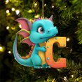 thumbnail image 1 of Fridja Personalized Dinosaur Christmas Ornament 26 Letters Hanging Pendant Ornaments 2024 Plastic Initial Monogram Xmas Tree Decorations with Hanging Rope Unique Customized Fun Gift for Kids (C), 1 of 4