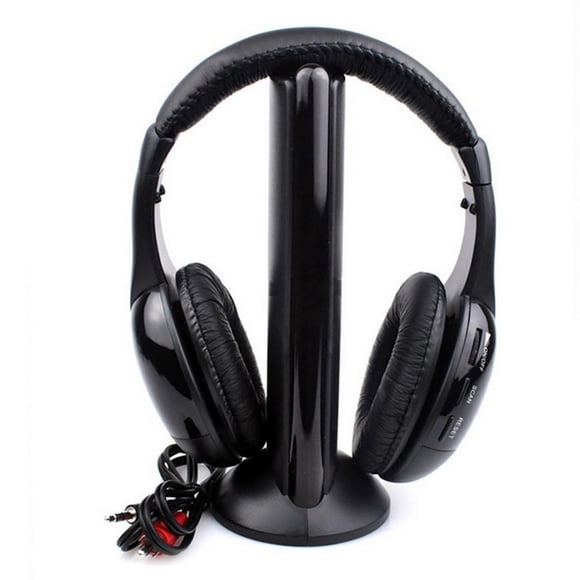 MORESEC under $5 Wireless TV HeadphonesHi-Fi 5-in-1 Stereo Earphone Set with FM Transmitter for PC Laptop TV, Long Range Audio Reception for Home Entertainment, Includes Audio Cable and Adapter
