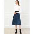 thumbnail image 4 of INSPIRE CHIC Jupe Midi Évasée Plissée en Velours à Taille Haute Élastique pour Femme, 4 of 6