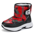 thumbnail image 1 of REDARER Kids' Winter Snow Boots - Waterproof Solid Color Thick Sole Non-Slip Booties with Fleece Lining for All-Day Warmth,Color:Red,Size:9-9.5 Years, 1 of 6