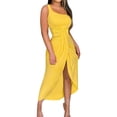 thumbnail image 2 of Fridja Robe Longue d'Été Unie Sans Bretelles pour Femme, Robe Fendue de Plage, Robe de Fête et de Boîte de Nuit, 2 of 5