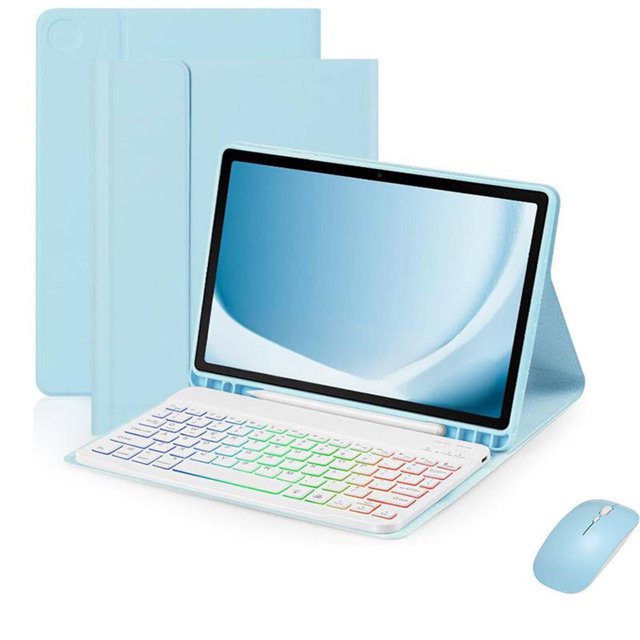 Estbridge Clavier Bluetooth pour Tablette Galaxy pour Galaxy A9 Plus 5G, Tablette à Protection Complète avec Clavier, Rose
