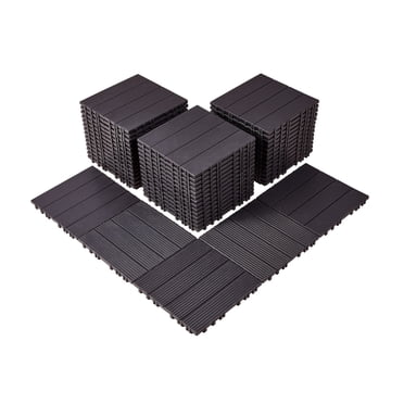 VEVOR Carreaux de Terrasse Emboîtables, Lot de 54, 12 Pouces X 12 Pouces, Imperméables pour Porche, Brun Foncé
