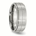 thumbnail image 4 of Stainless Steel Grooved 8mm Brushed Polished Ridged-Edge Band Ring 7.5 Size, 4 of 6