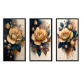 thumbnail image 2 of Designart "Roses in Yellow and Blue Hues I" Floral & Botanical Framed Wall Art Set Of 3 - Yellow Rose Frame Gallery Wall Set For Home Decor, 2 of 6