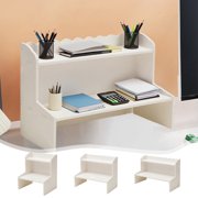 Yeciiwht Double-Layer Heightened Desk Organizer Storage Rack Sturdy Long-lasting Desk Shelf Movable Desktop Rack Workspace Organizers Dormitory, Office, Cosmetics, Stationery, Book