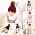 thumbnail image 3 of Bonnet Tricoté en Laine pour Bébé, Automne-Hiver, Doux et Chaud, avec Pompon, 3 of 9
