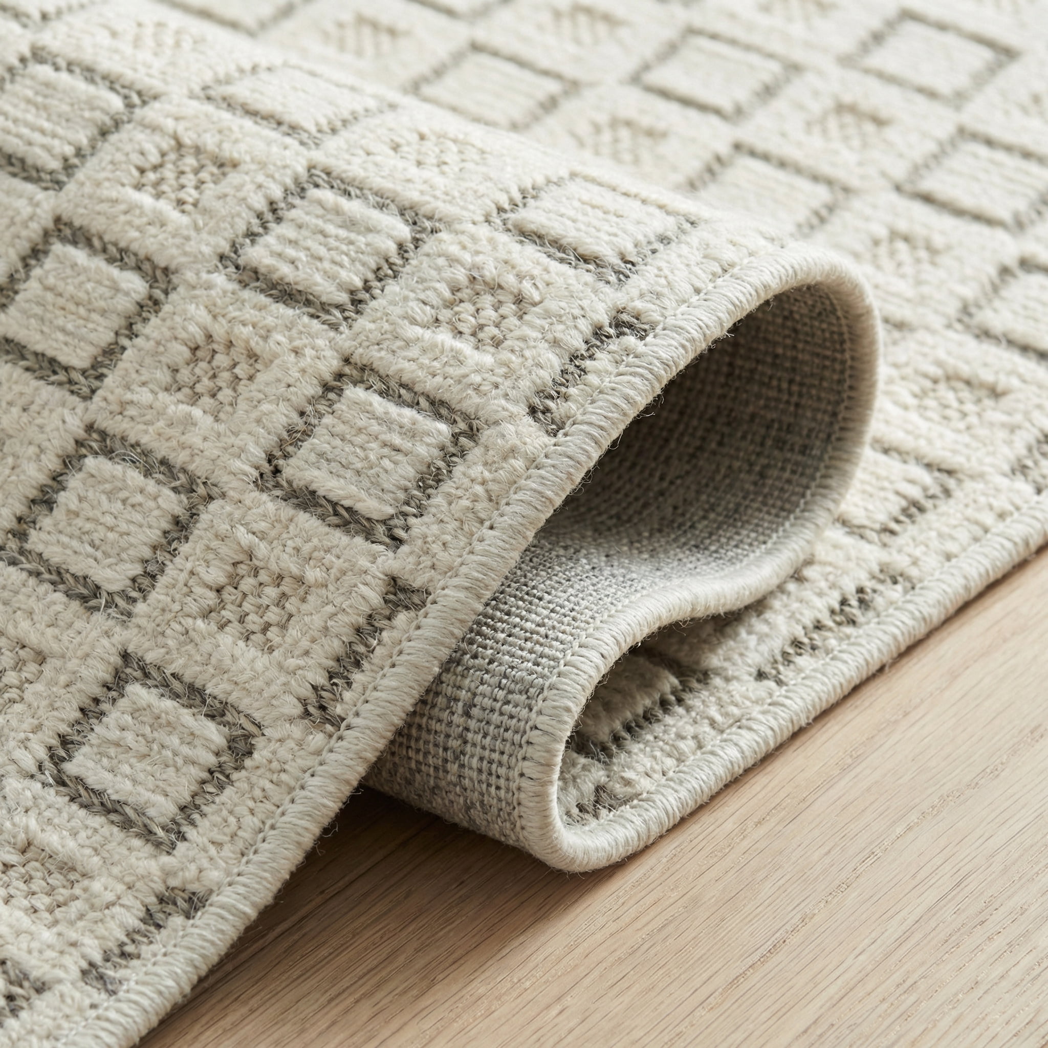 Tapis d'interieur exterieur abstrait Rug Branch Maise, beige creme, moderne - Entree, couloir