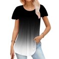 thumbnail image 2 of Besolor Hauts d'Été pour Femmes Tendance Dégradé Plissé Manches Courtes Chemises Décontractées Grande Taille Col Rond Blouse Habillée, 2 of 5