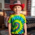 thumbnail image 1 of Hauts et T-Shirts pour Filles - T-Shirt Graphique à Manches Courtes Imprimé Tourbillon Col Rond Décontracté Confortable pour Usage Quotidien pour Tout-Petits et Enfants 2-13 Ans, 1 of 4