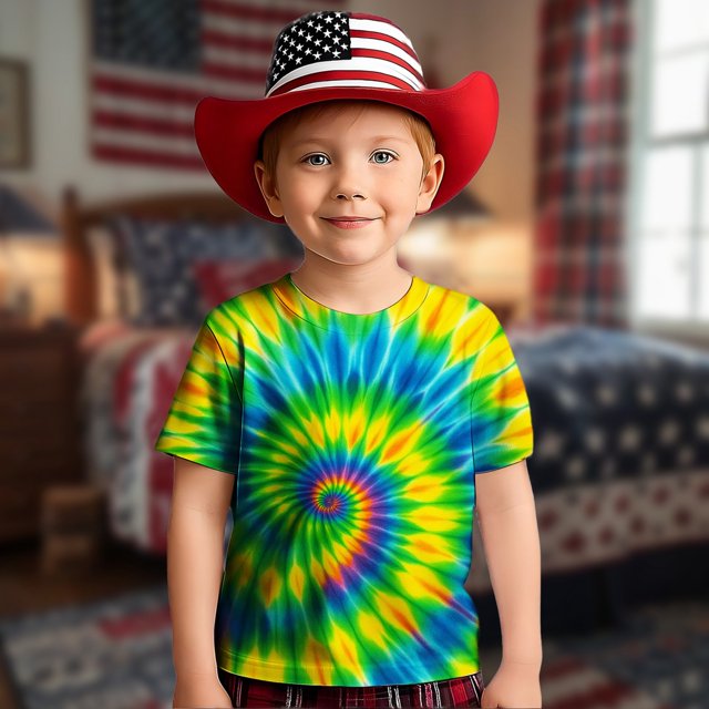 Hauts et T-Shirts pour Filles - T-Shirt Graphique à Manches Courtes Imprimé Tourbillon Col Rond Décontracté Confortable pour Usage Quotidien pour Tout-Petits et Enfants 2-13 Ans