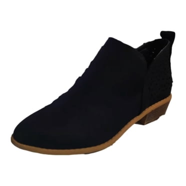 XZNGL Chaussures pour Femmes Rétro Couleur Unie Talon Bas Ajourées Mode Bottines Courtes en Cuir