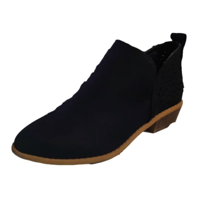 Womens Shoes Retro Solid Color Low Heel Hollow Out Fashion Short Leather Boots