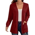 thumbnail image 3 of yoeyez Cardigan Sweaters for Women Lightweight Open Front Cardigans Plus Size Trendy Cardigan Fall Sweaters Coat with Pockets Red,XXXXL, 3 of 7