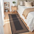 thumbnail image 1 of Garvee 2'x6' Modern Bordered Rug Solid Runner Rug, Geometric Washable Rugs Stain Resistant Low Pile Rug Non Slip Indoor Outdoor Carpet for Hallway Bedroom Home Office, Black and Coffee, 1 of 8